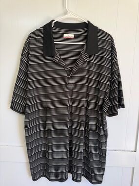 Classic Black & White Striped Polo Shirt